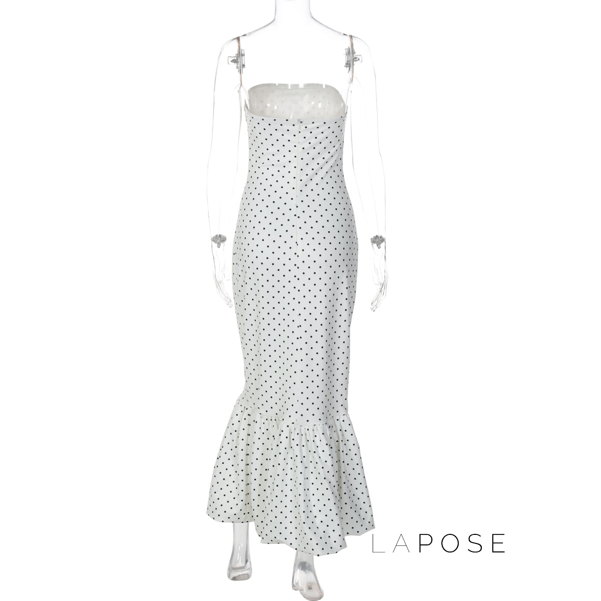 Azaria Polka Dot Strapless Midi Dress