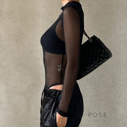 Brienne Backless Mesh Romper
