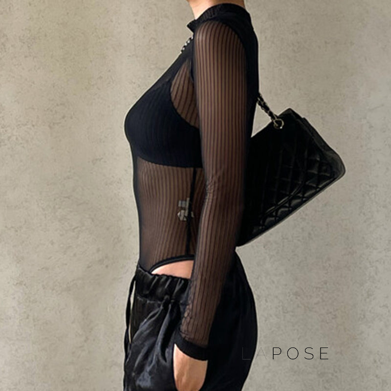 Brienne Backless Mesh Romper