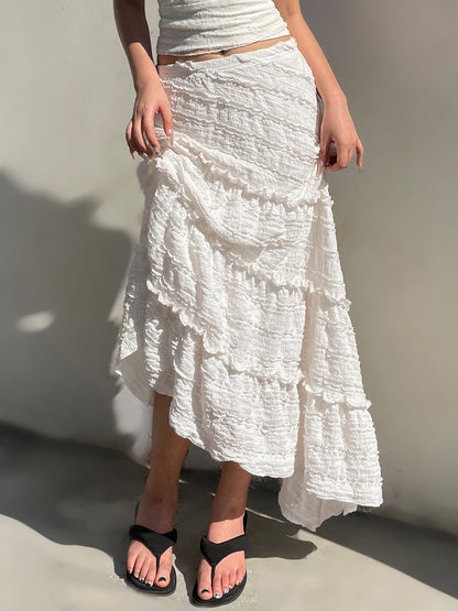Bryn Ruffle Asymmetric Maxi Skirt