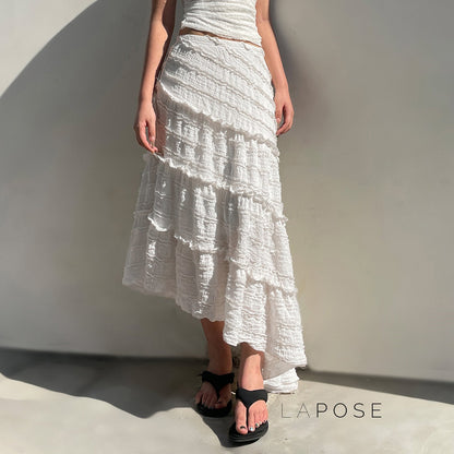 Bryn Ruffle Asymmetric Maxi Skirt