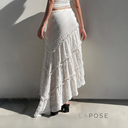 Bryn Ruffle Asymmetric Maxi Skirt