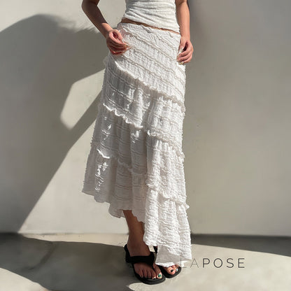Bryn Ruffle Asymmetric Maxi Skirt