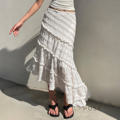 Bryn Ruffle Asymmetric Maxi Skirt