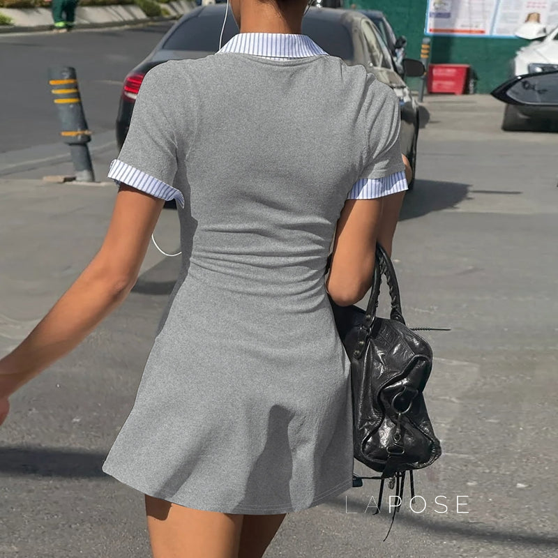 Carmyn Polo Patchwork Mini Dress