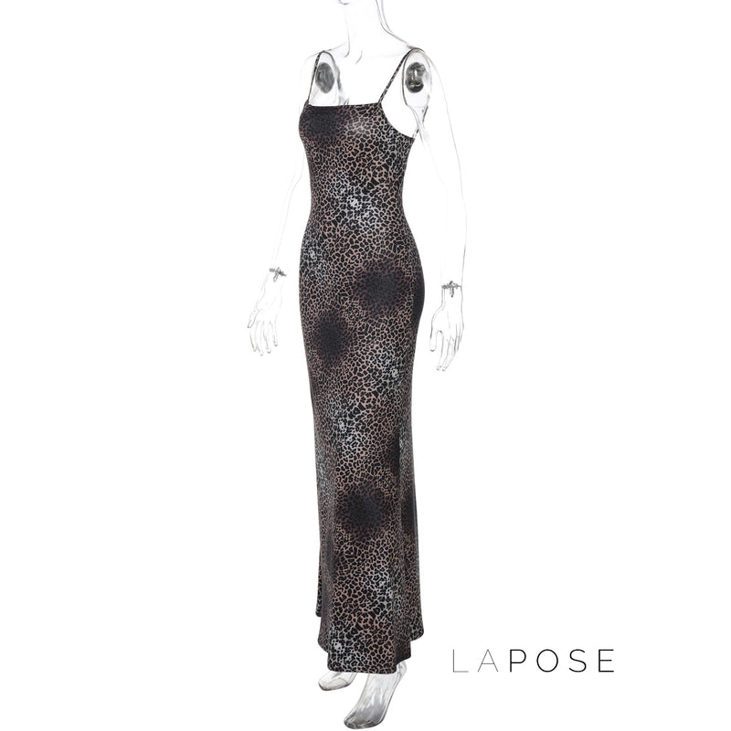 Damaris Strappy Leopard Maxi Dress