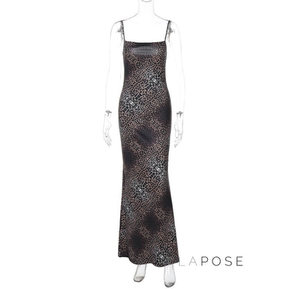 Damaris Strappy Leopard Maxi Dress
