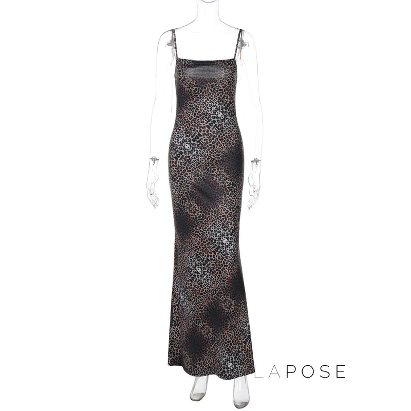 Damaris Strappy Leopard Maxi Dress