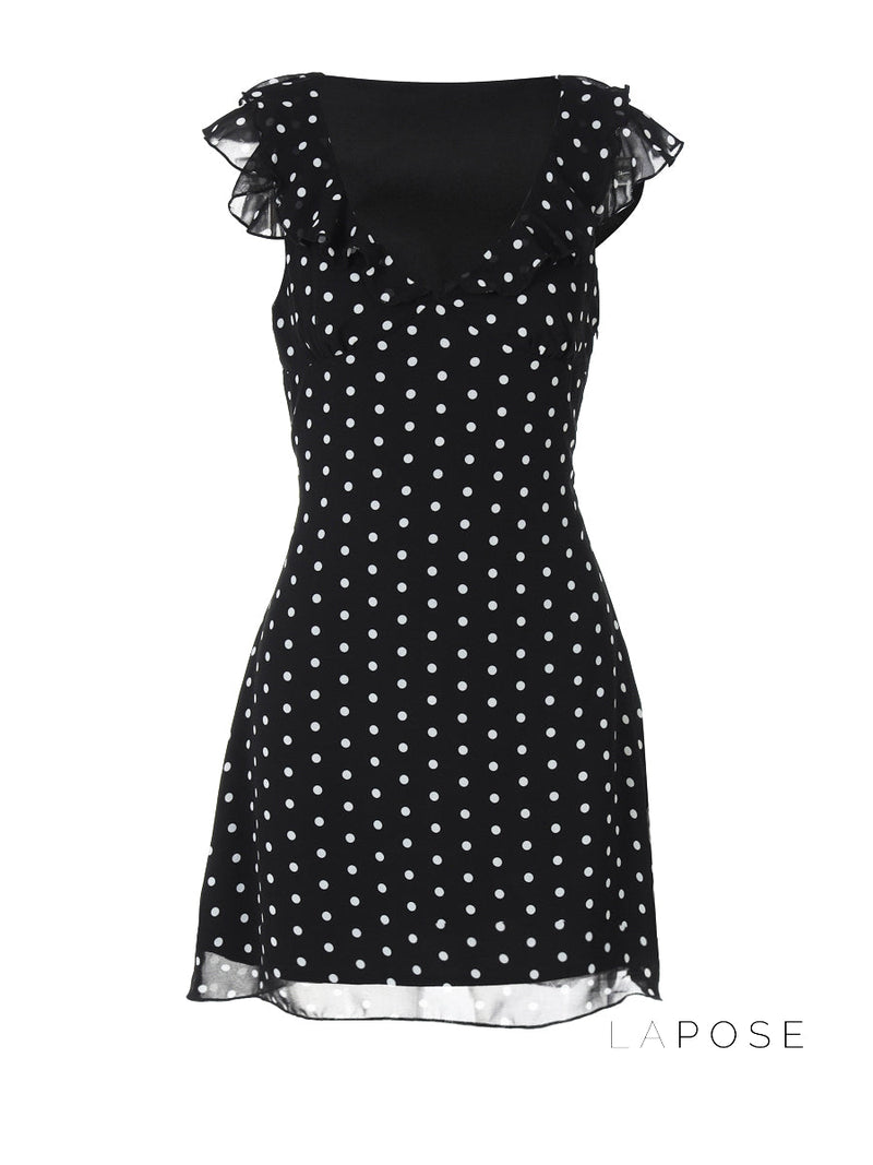 Davina Ruffled Polka Dot Mini Dress