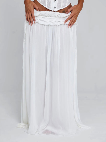Delana Ruched Tie Maxi Skirt