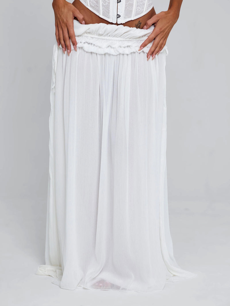Delana Ruched Tie Maxi Skirt