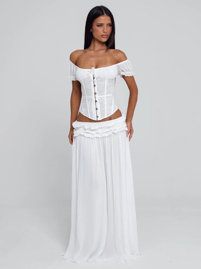 Delana Ruched Tie Maxi Skirt