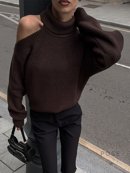 Deliyah Knit Cold Shoulder Sweater