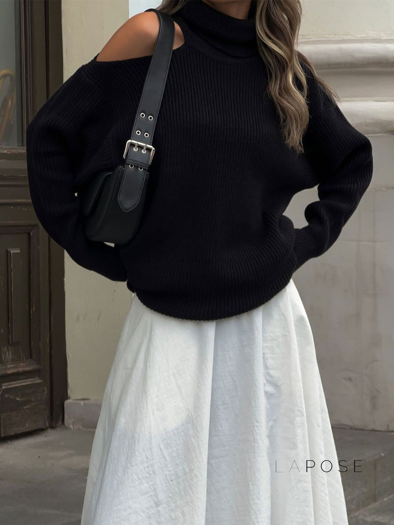 Deliyah Knit Cold Shoulder Sweater