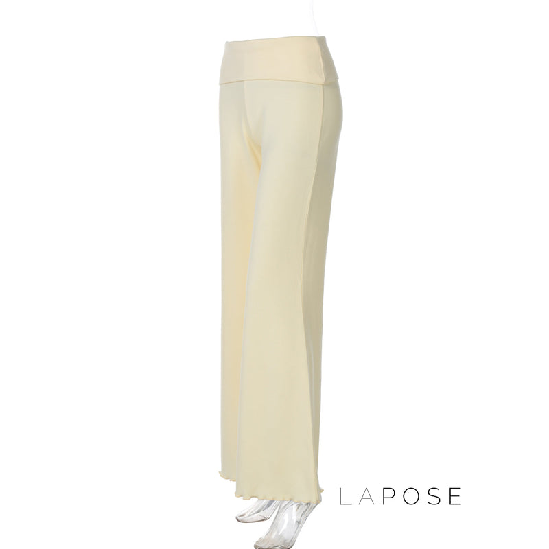 Delylah Low-rise Wavy Flared Pants