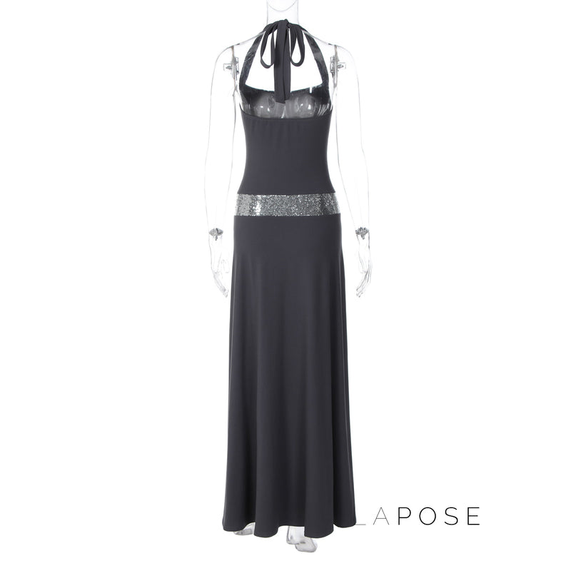 Eleanor Sequin Halter Maxi Dress