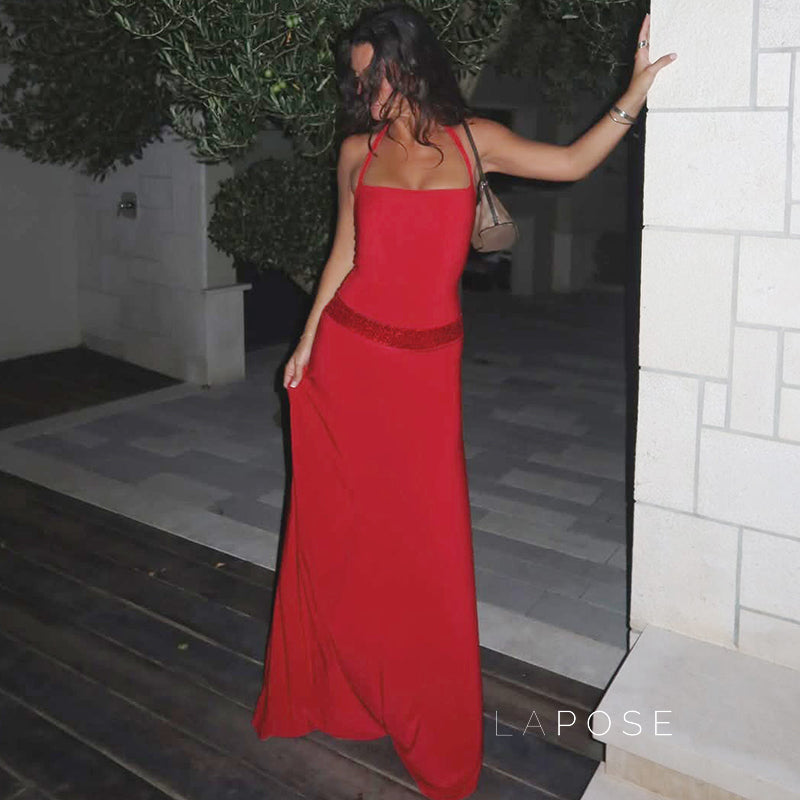 Eleanor Sequin Halter Maxi Dress