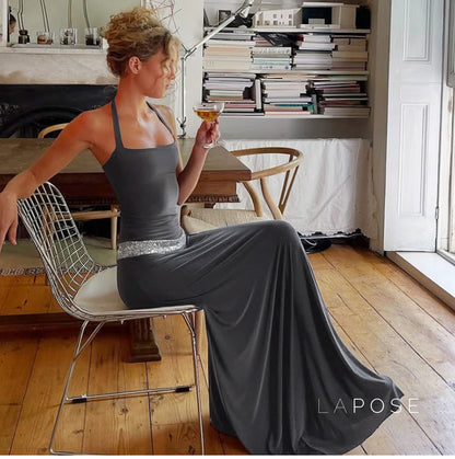 Eleanor Sequin Halter Maxi Dress