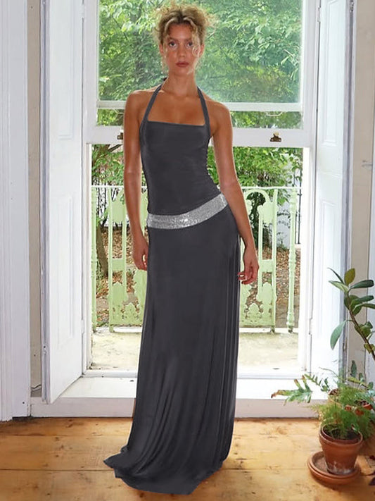 Eleanor Sequin Halter Maxi Dress