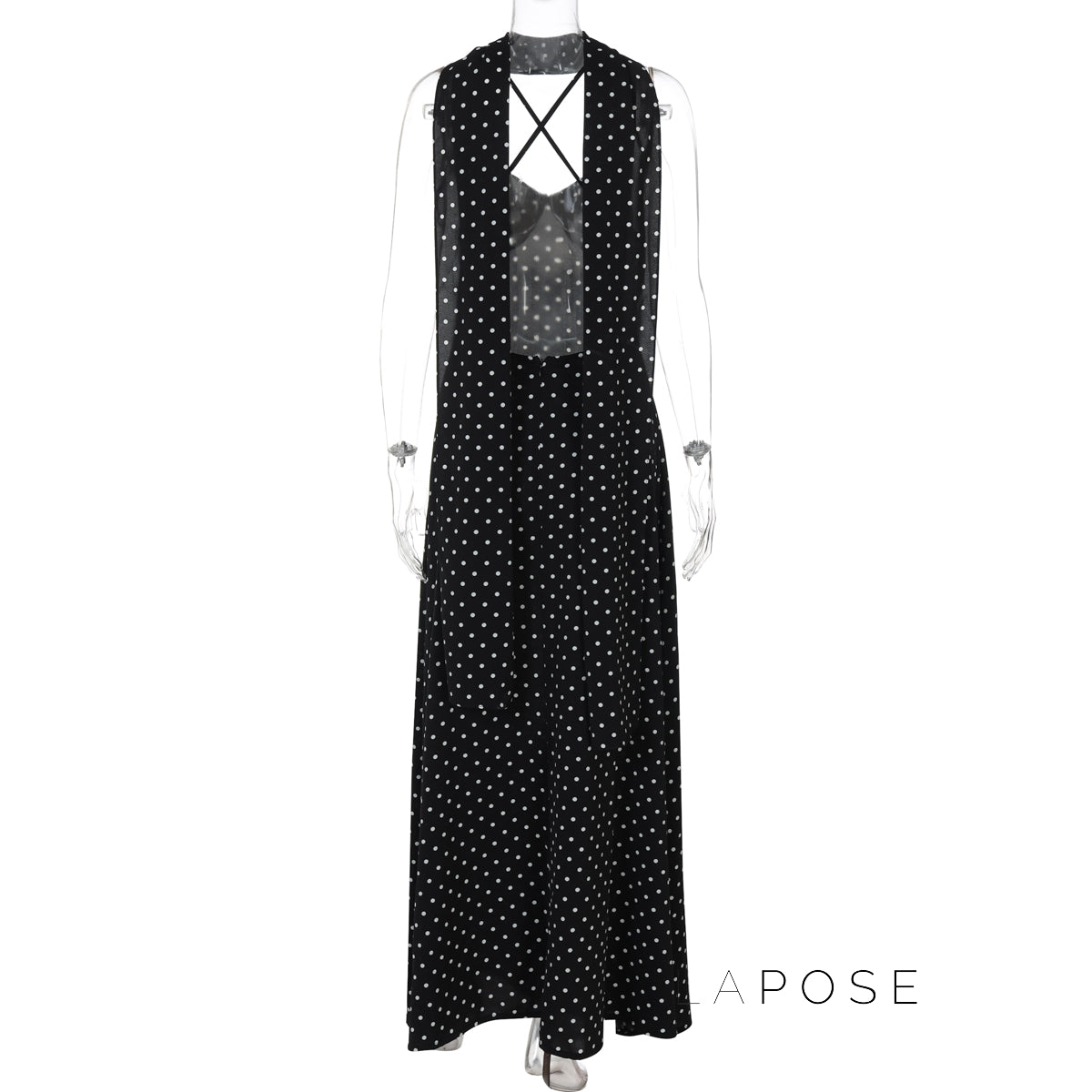 Eleanore Polka Dot Halter Maxi Dress