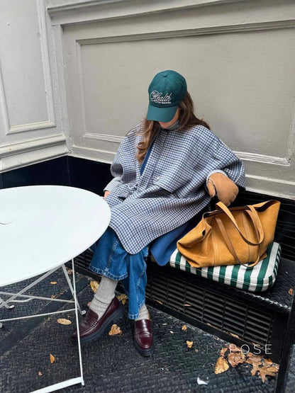 Ellyana Plaid Cape Coat