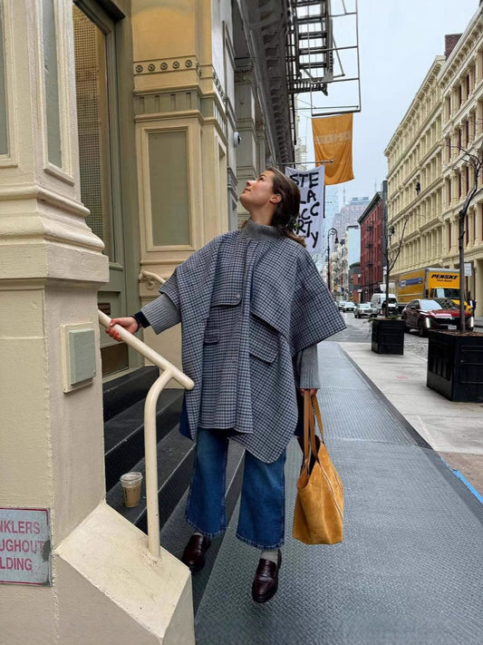 Ellyana Plaid Cape Coat