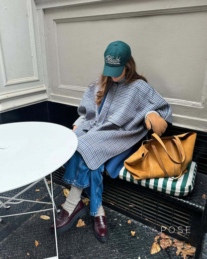 Ellyana Plaid Cape Coat