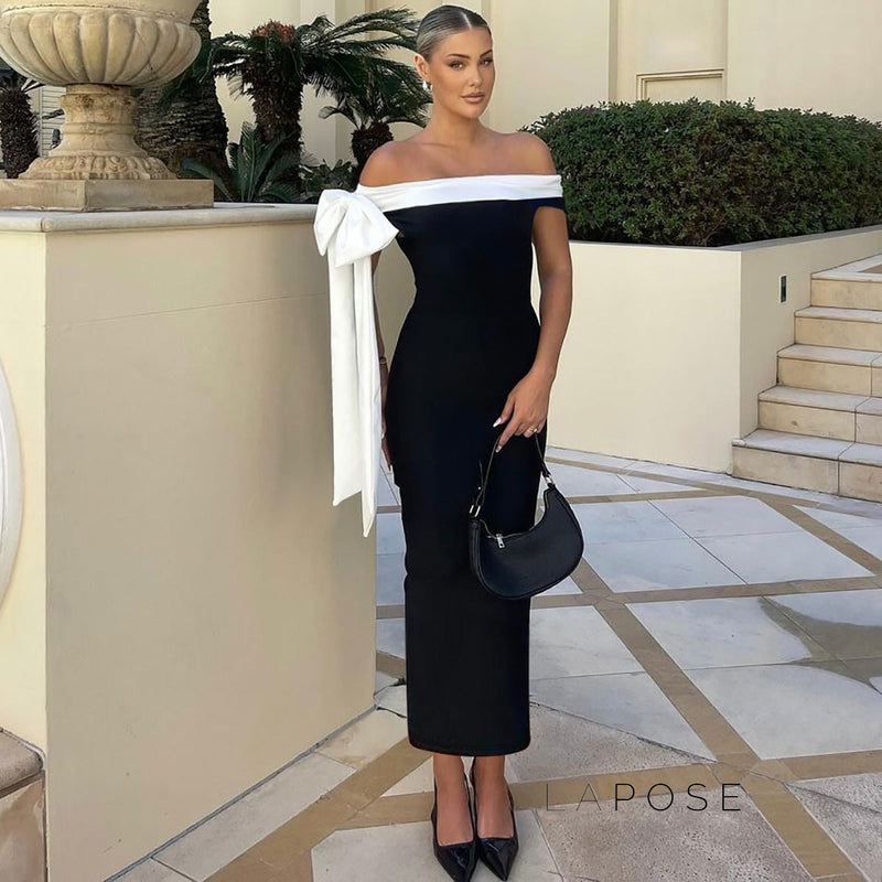 Elyanna Off Shoulder Bow Maxi Dress