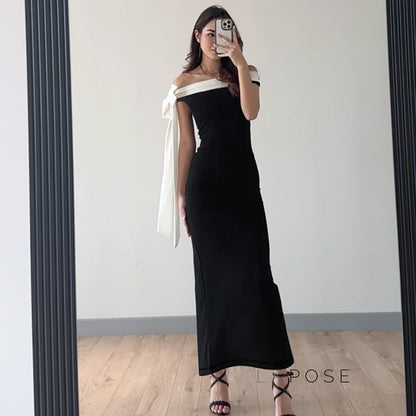 Elyanna Off Shoulder Bow Maxi Dress