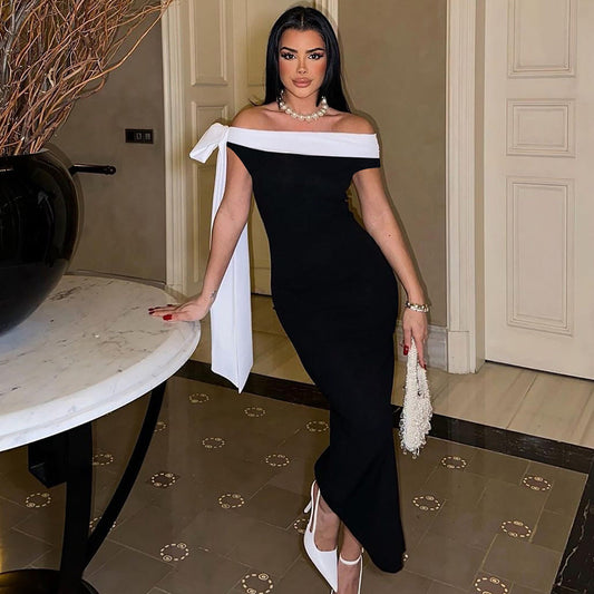 Elyanna Off Shoulder Bow Maxi Dress