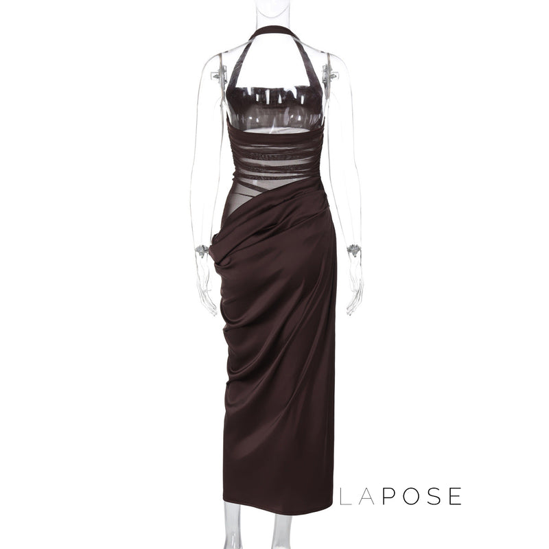 Emi Pleated Halter Maxi Dress