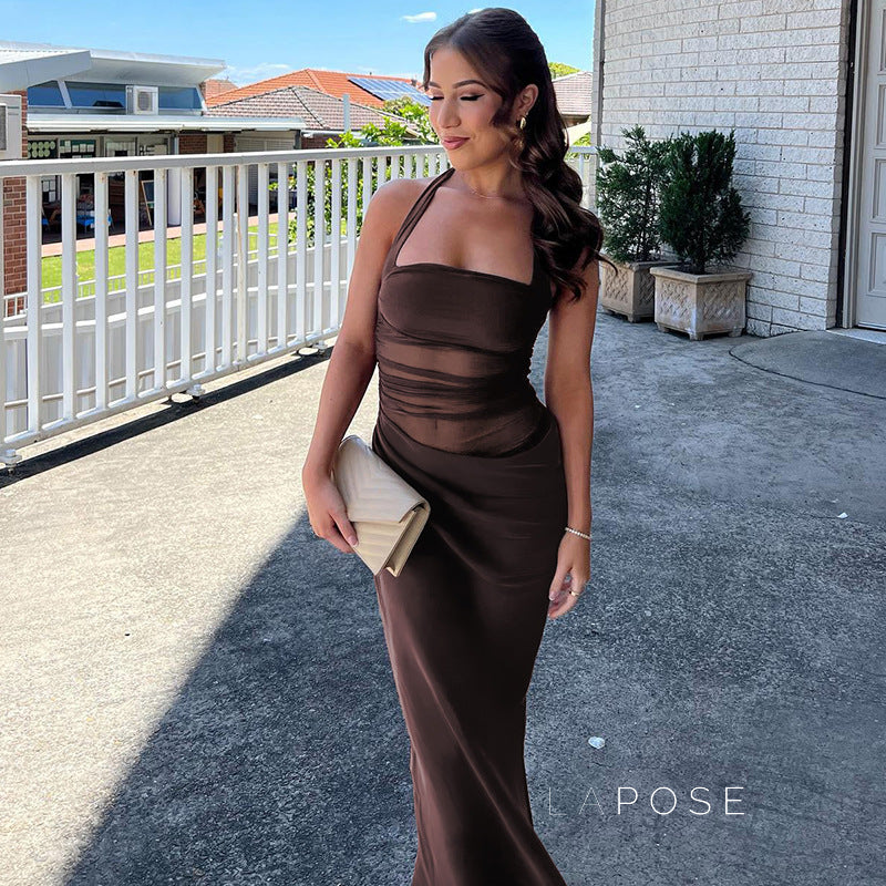 Emi Pleated Halter Maxi Dress