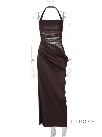 Emi Pleated Halter Maxi Dress