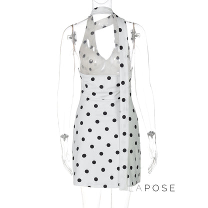 Emmilyn Polka Dot Halter Midi Dress