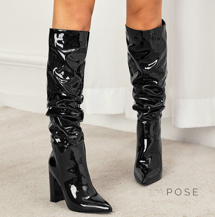Emree Patent Block Heel Boots