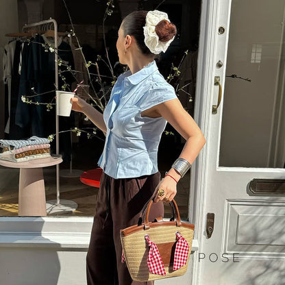 Esmee Pleated Button-up Blouse