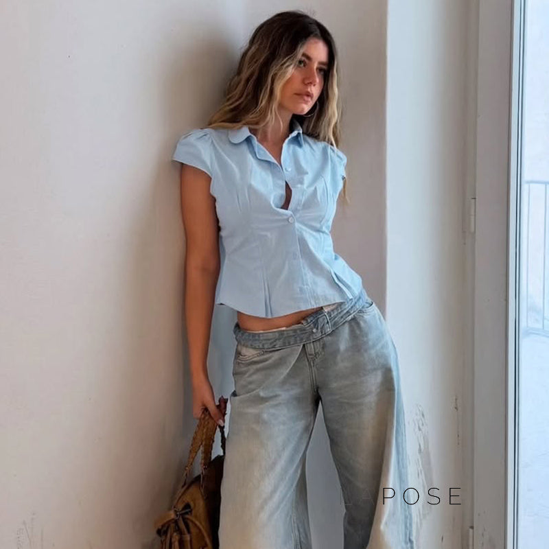 Esmee Pleated Button-up Blouse