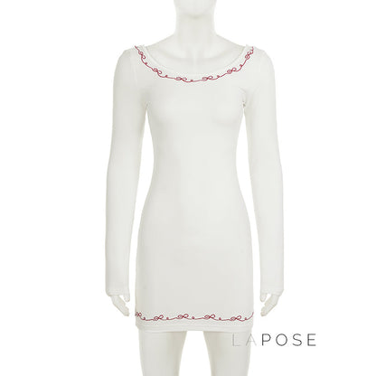 Frida Embroidered Long Sleeve Mini Dress