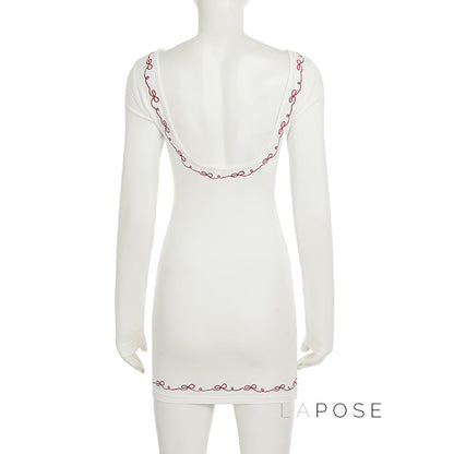 Frida Embroidered Long Sleeve Mini Dress