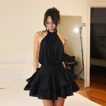 Halter Neck Puffy Mini Dress
