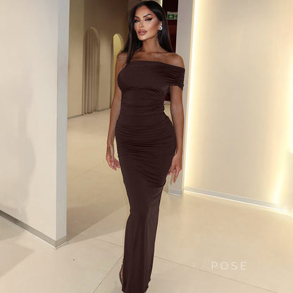 Hayat One-shoulder Ruched Maxi Dress