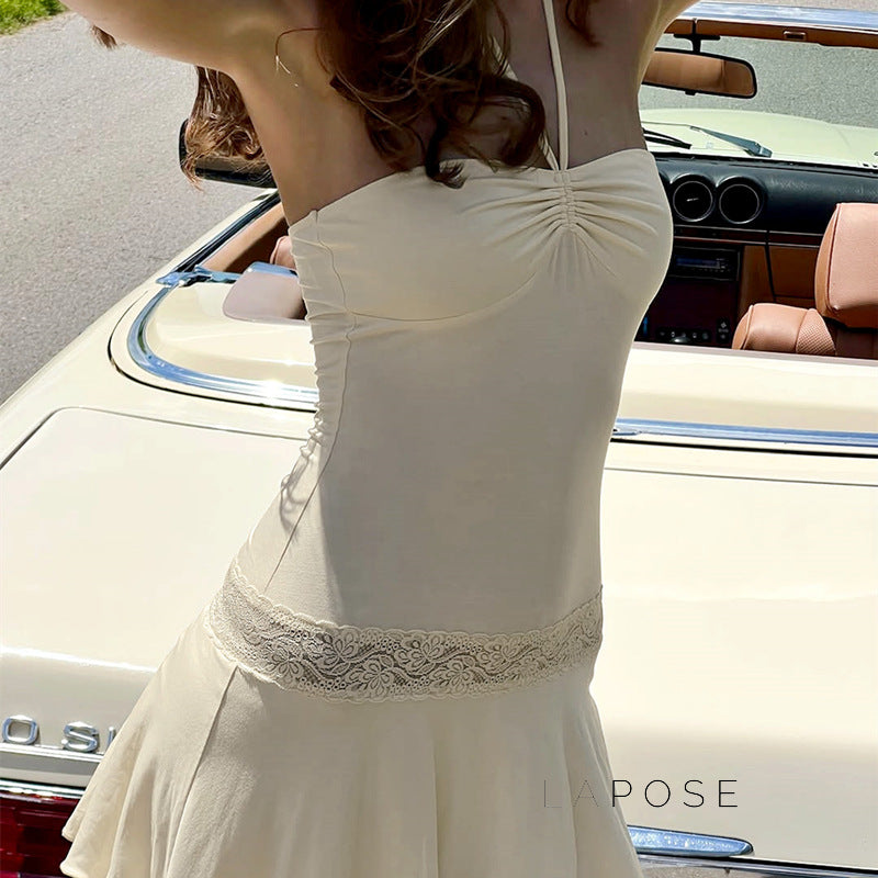 Haydee Lace Halter Mini Dress