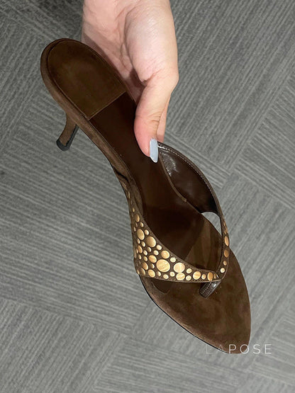Hayven Retro Rivet Stiletto Sandals