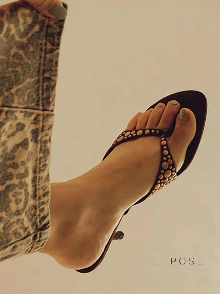 Hayven Retro Rivet Stiletto Sandals