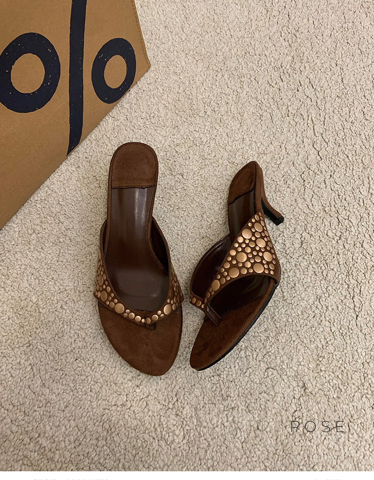 Hayven Retro Rivet Stiletto Sandals