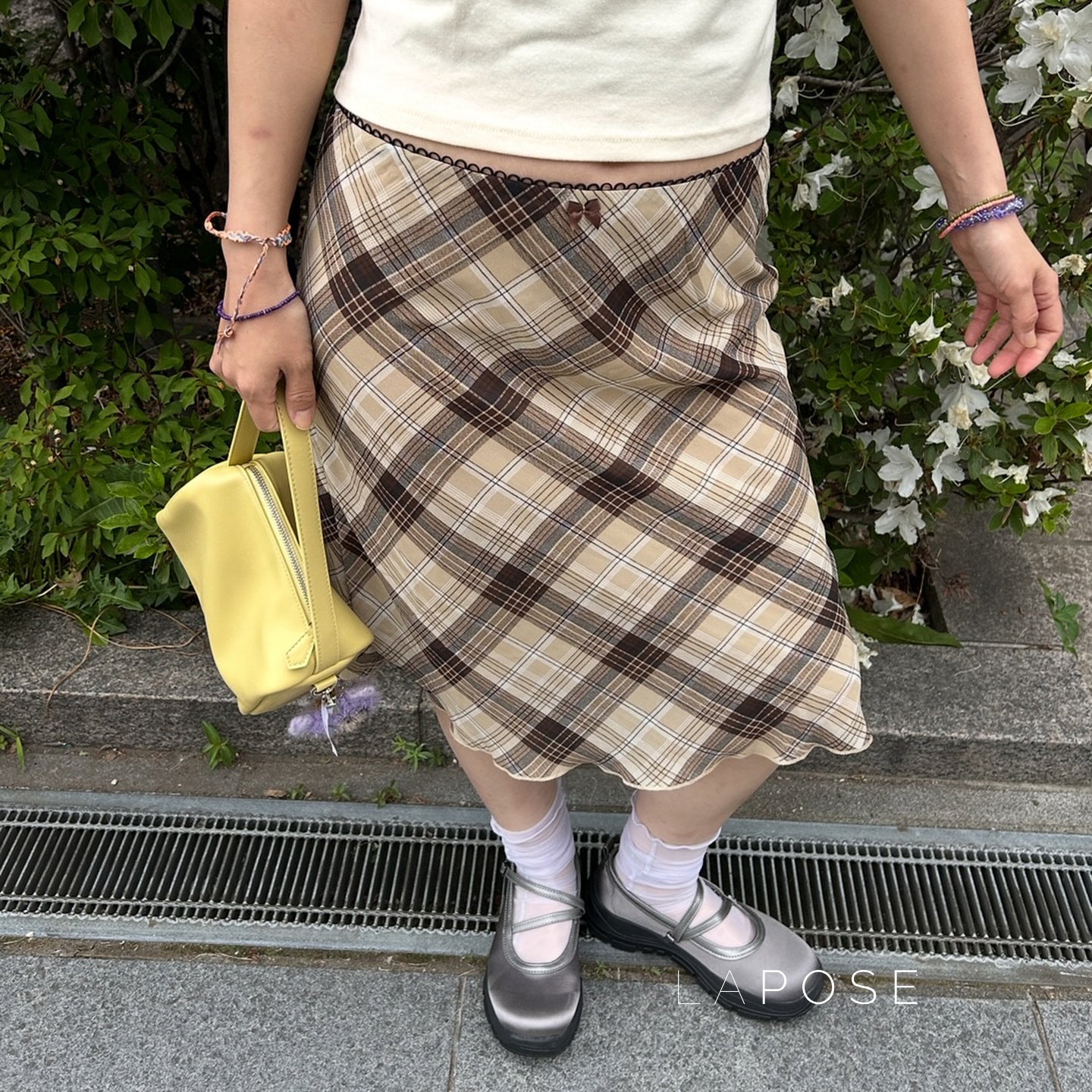 Hayzlee Plaid Bow Midi Skirt