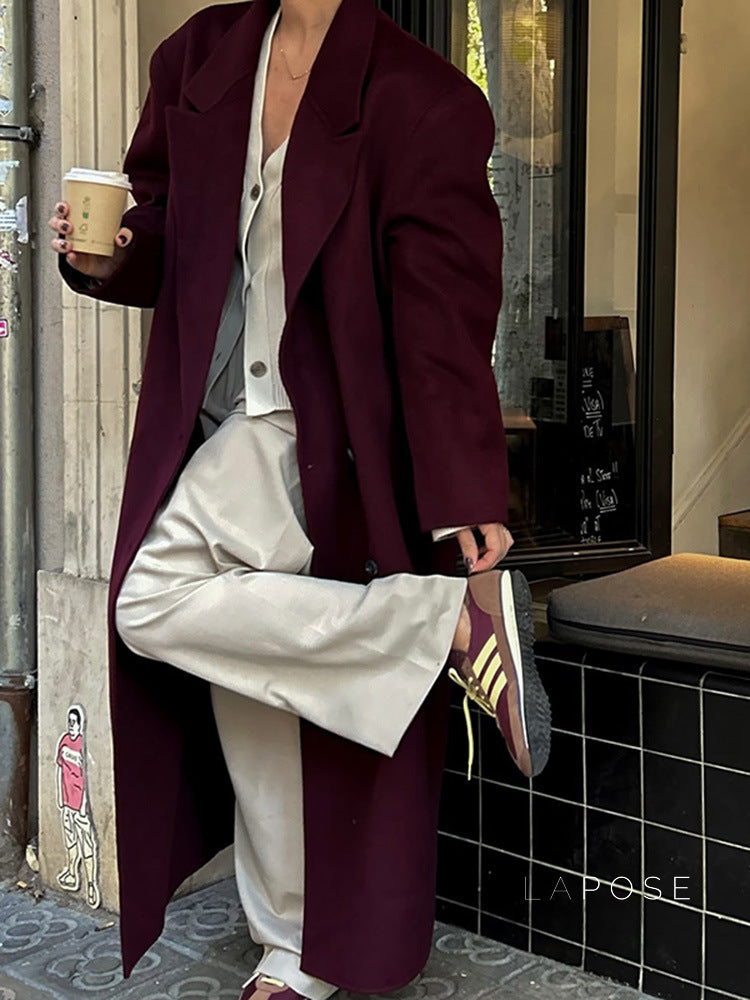 Heavenleigh Wine Red Long Coat
