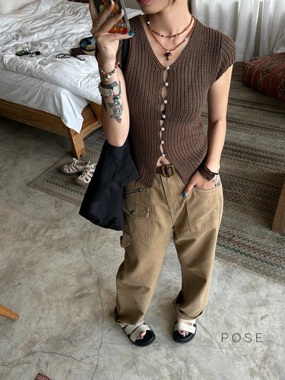 Indie Cut-out Knit Cardigan