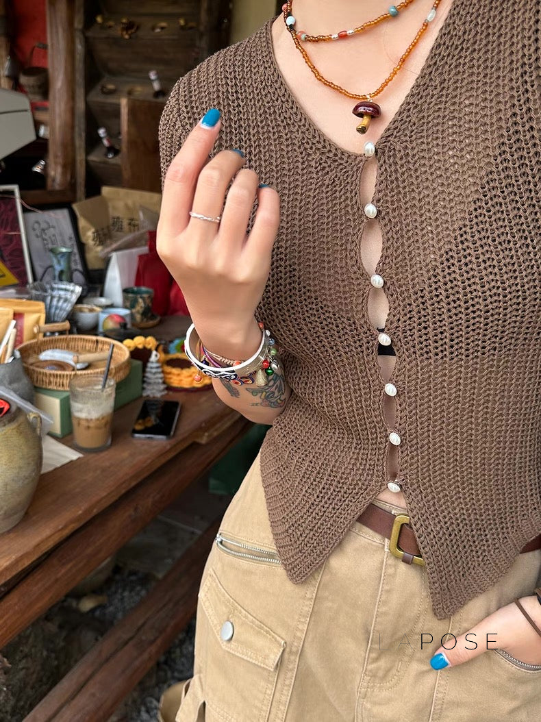 Indie Cut-out Knit Cardigan