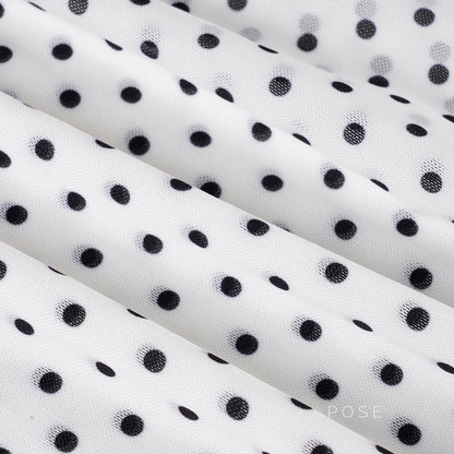 Izel Polka Dot Mesh Midi Skirt